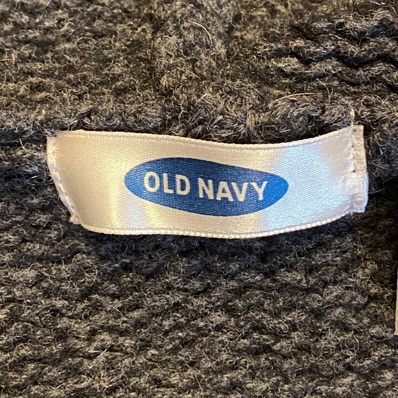 Vintage Old Navy Fair Isle Lambswool Hooded Cardigan Sz XL Gray Red Long Coastal - Picture 12 of 14